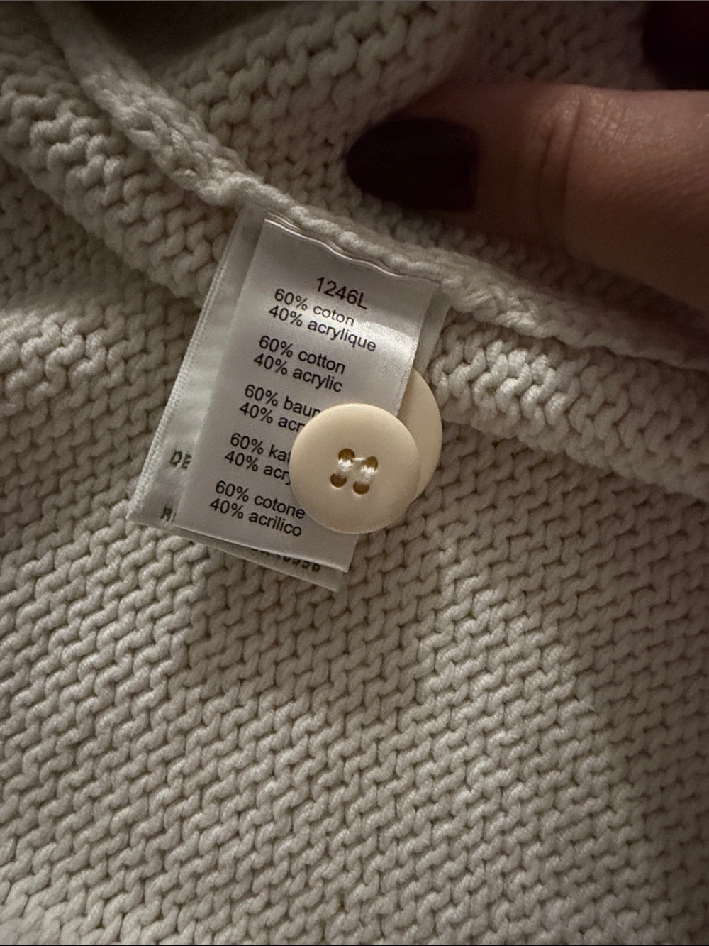 Lacoste Cream Button-Front Knit Cardigan - Picture 2 of 3